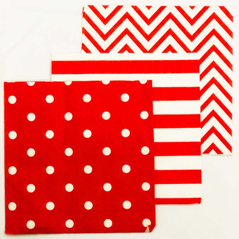 20pk - Paper Party Napkins Red ZigZag