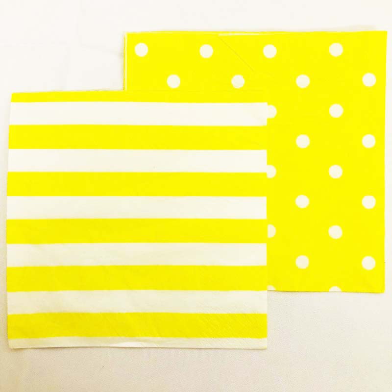 20pk - Paper Party Napkins Yellow Stripe