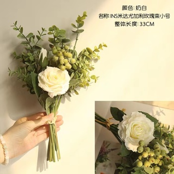 thumb_Rose & Eucalytus Native Hand Tied Bouquet - White/Cream 