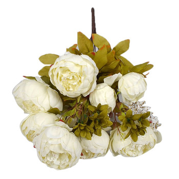 thumb_50cm - 8 Head European Peony Flower Bush - White/Cream