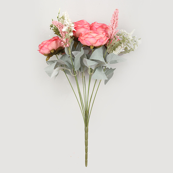 thumb_50cm - 6 Head Peony Rose Flower Bush - Mauve