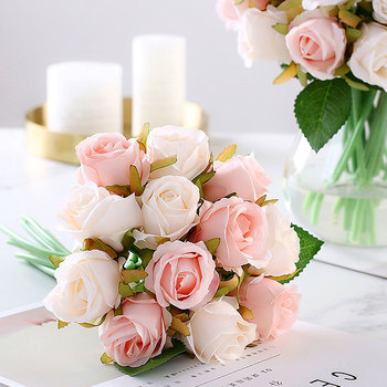 thumb_Pink/Champagne Tones - 12 Head Silk Rose Bouquet