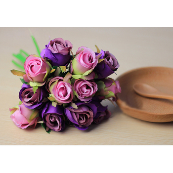 thumb_Purple Tones - 12 Head Silk Rose Bouquet 
