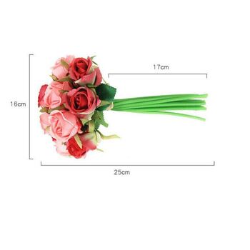 thumb_Cream/Mauve - 12 Head Silk Rose Bouquet