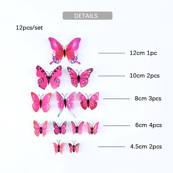 thumb_12pc - 3d Butterflies Pink - Wall Stickers/Decorations