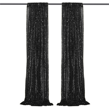 thumb_2pc Set Sequin Backdrop Curtains 60x245cm - Black