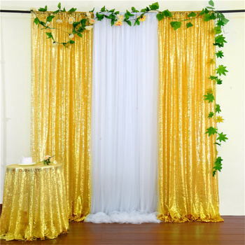 thumb_2pc Set Sequin Backdrop Curtains 60x245cm - Gold (Bright Gold)