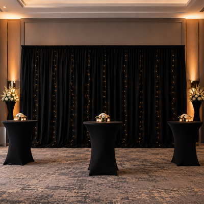 thumb_3m Black Polyester Wedding Backdrop Curtain with Sheer Voile Layer 