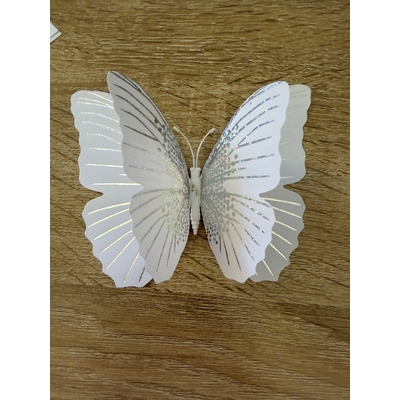 thumb_12pc - 3d Butterflies White Glossy with Glitter Effect - Wall Stickers/magnet/Decorations