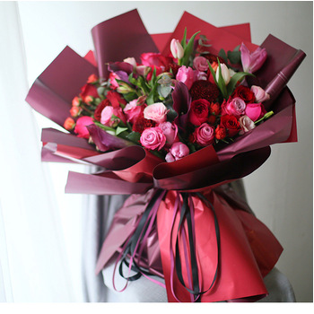 thumb_58x58cm Two Toned Flower Wrap - Willow/Peach 20pk