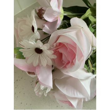 thumb_56cm - 12 Head Rose, Orchid & Daisy Flower Bush - PINK