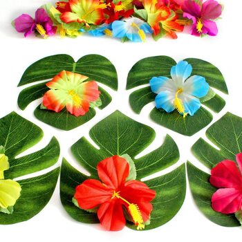 thumb_54pc Monstera & Hibiscus Flower Party Decor Set (SECONDS)