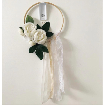 thumb_22cm Hoop - White Flowers with lace and ribbons - Flowergirl Posy