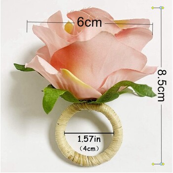 thumb_4pcs Stunning Large Rose Napkin Rings - Pink