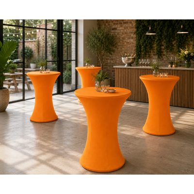 thumb_60cm Orange Round Base Dry Bar Cover – Stretch Lycra Cocktail Table Cover