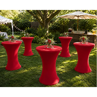 thumb_60cm Red Round Base Dry Bar Cover – Stretch Lycra Cocktail Table Cover