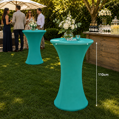 thumb_60cm Turquoise Round Base Dry Bar Cover – Stretch Lycra Cocktail Table Cover
