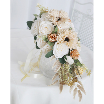 thumb_Bridal Teardrop Bouquet - Burnt Orange, Ivory, Tan Naturals