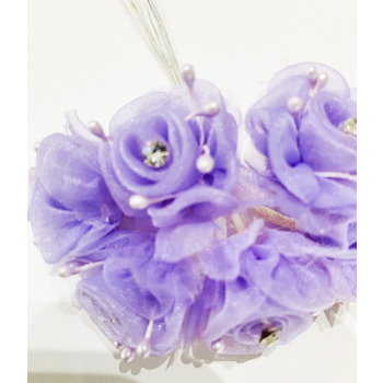 thumb_72 Organza & Rhinestone Craft Roses - Lavender