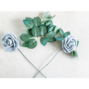 thumb_25pk - Silver Glitter Foam Roses - 7.6cm on stem/pick