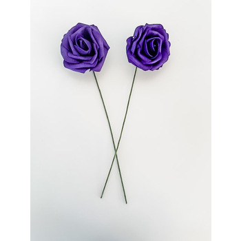 thumb_25pk - Dark Purple  Foam Roses - 7.6cm on stem/pick