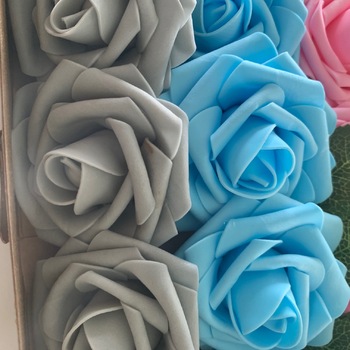 thumb_25pk - Mixed Foam Roses - 7.6cm on stem/pick - Blue/Pink/White/Silver/Ivory