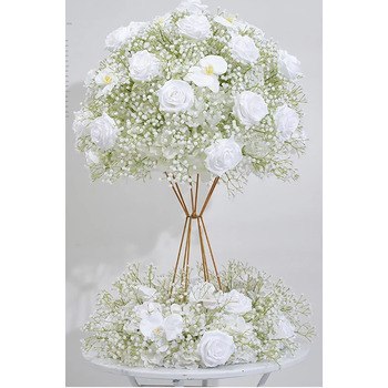 thumb_60cm Rose, Orchid and  Babies Breath Floral Centerpiece Ring - White