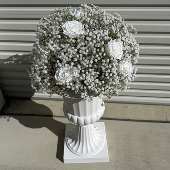 thumb_50cm -  Rose & Babies Breath Flower Ball Arrangement - White/Cream
