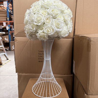 thumb_40cm Flower Rose Ball Arrangement 3/4 Sphere - White/Cream