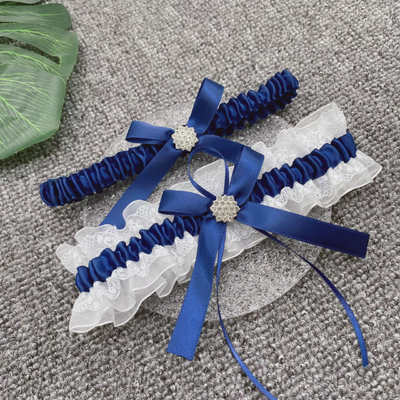 thumb_Navy Bridal Wedding Garter - 2pcs Set