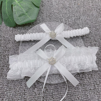 thumb_White Bridal Wedding Garter - 2pcs Set