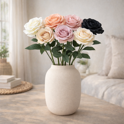 thumb_Black Open Rose Stem 50cm Artificial – Single Stem