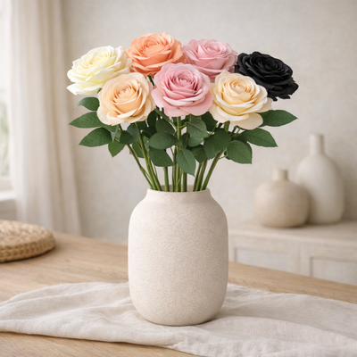 thumb_Soft Pink Open Rose Stem 50cm Artificial – Single Stem
