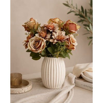 thumb_Artificial Autumn Tones Rose & Dahlia Bush 45cm