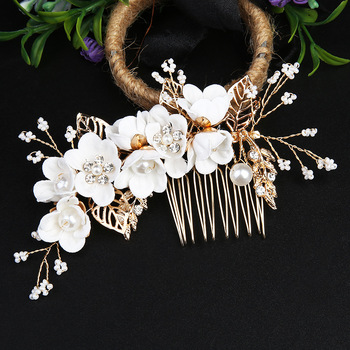 thumb_Slide - large Gold with Flowers, Pearls and Rhinestone