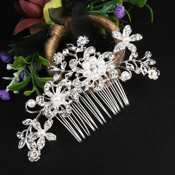 thumb_Hair Slide - Pearl & Rhinestone Flower