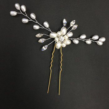 thumb_Hair Pin - Gold Pearl & Rhinestone Vine