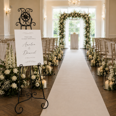 thumb_Black Metal Wedding Easel Display Sign Stand – 150cm
