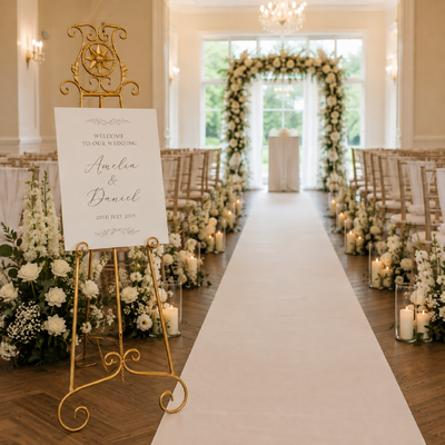 thumb_Gold Metal Wedding Easel Display Sign Stand – 150cm
