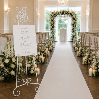 thumb_White Metal Wedding Easel Display Sign Stand – 150cm