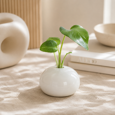 thumb_Mini Round Ceramic Bud Vase - White - 6.5cm