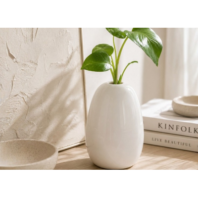 thumb_White Ceramic Bud Vase - White - 8.5cm