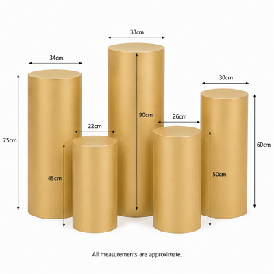 thumb_Set of 5 Matt Gold Round Metal Wedding Plinths – Factory Seconds