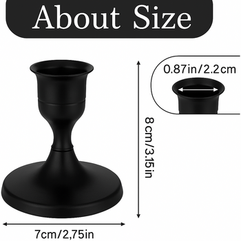 thumb_2 Pc Set - Black Metal Taper/Dinner Candle Holder