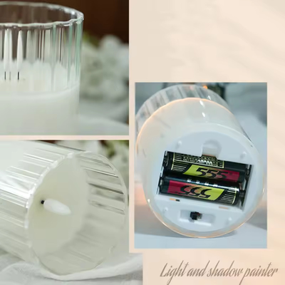 thumb_Ribbed Glass LED Pillar Candles – White Wax (Set of 3)