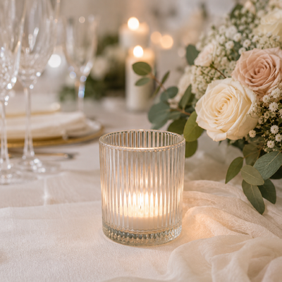 thumb_Clear Ribbed Glass Tealight Candle Holder 6.5cm