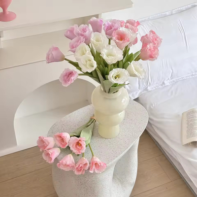 thumb_38cm Artificial Double Tulip Bunch – 7 Heads – White