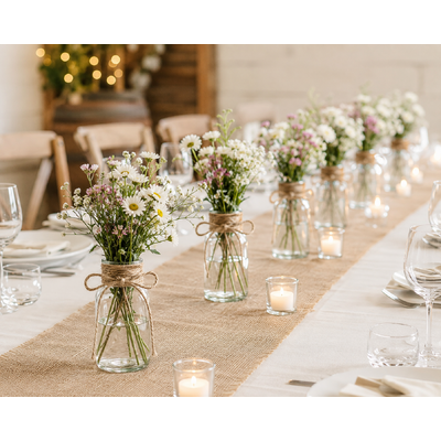 thumb_Set of 6 Clear Glass Bud Vases with Rustic Jute Ribbon