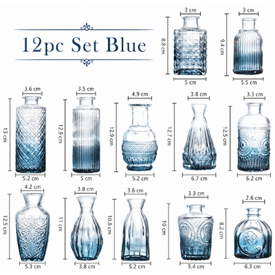 thumb_Blue Glass Bud Vase Set – 12pcs (3 Sizes)