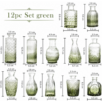 thumb_Green Glass Bud Vase Set – 12pcs (3 Sizes)